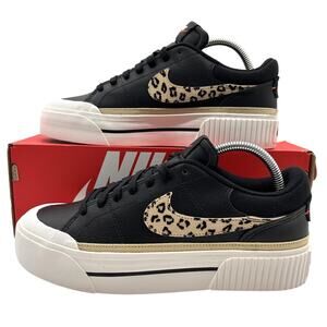Nike Court Legacy Lift Shoes Womens Size 9.5 Platform Leopard Print HF9548-001